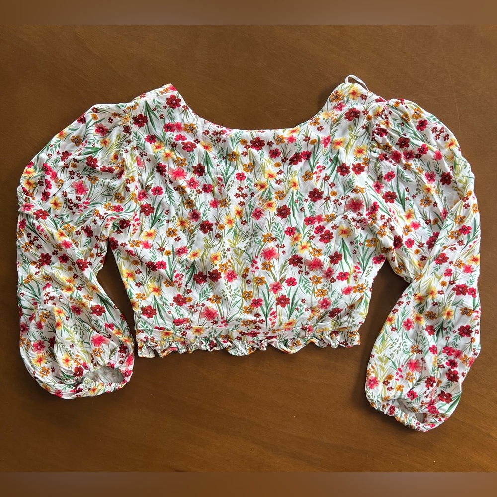 📦 Lost + Wander Renee Floral Crop Top long sleeve flower belly shirt hippy boho - Picture 8 of 8